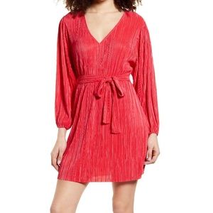 EUC Leith Tie Waist Long Sleeve Minidress in Pink Paradise - Sz M